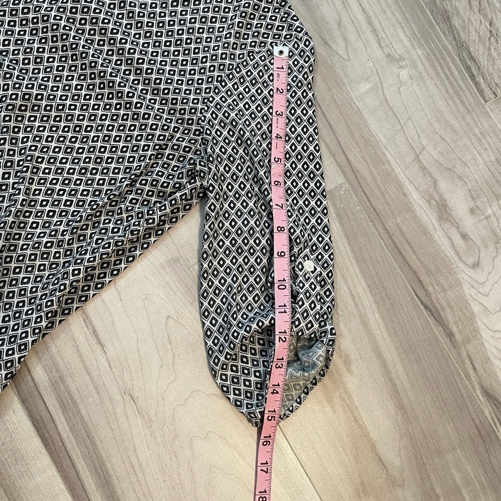 Pink Republic White & Black Geometric Scoop Neck Quarter Length Sleeve Blouse XL - Picture 11 of 14